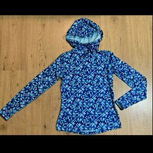Nike Pro Dri-Fit Warm Training Scuba Hood Pullover Hoodie Blue Glitch Womens M
